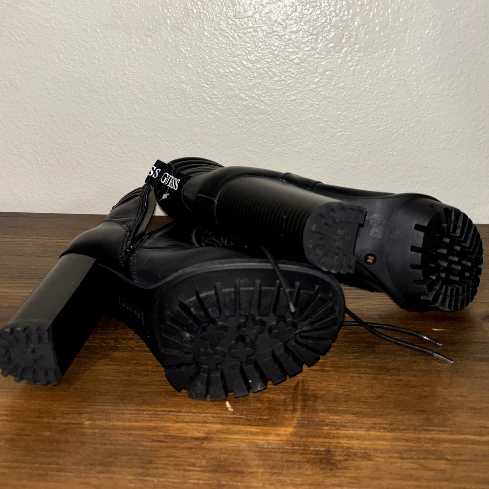 Guess Black Quilted Combat Boots - Picture 2 of 3